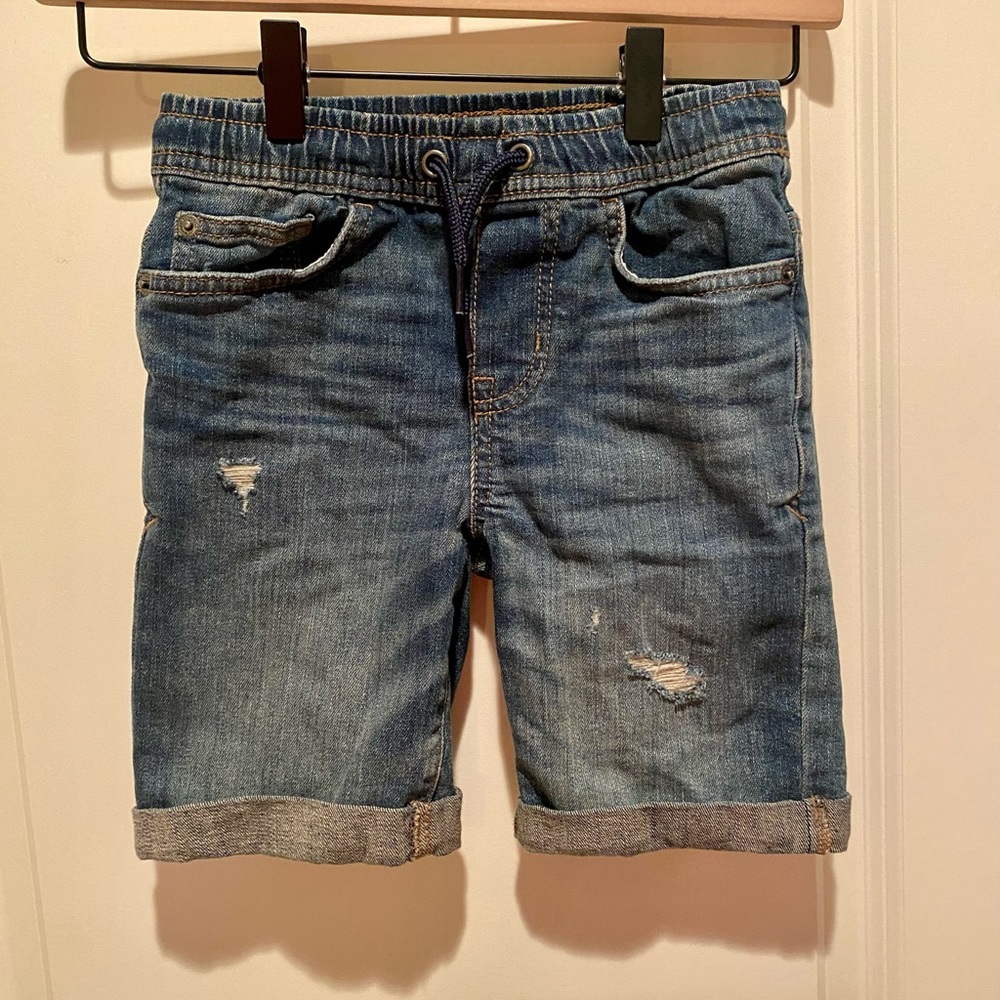 Boys Cat & Jack Pull-On Destructed Jean Shorts - Dark Wash Size Small